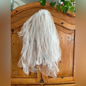 Wedding Bridal Veil, With Comb, Beads, White